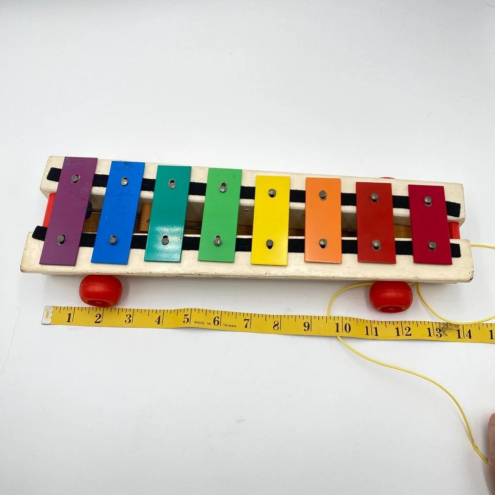 Vintage Fisher Price Wooden Pull Toy Xylophone 14